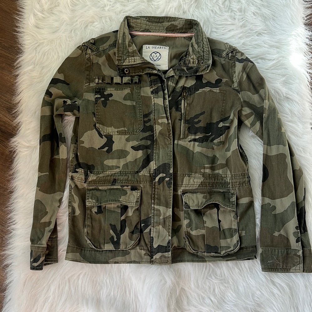 Pacsun LA Hearts Camo Army Utility Jacket Size Medium womens
